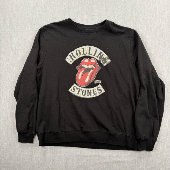 the Rolling Stones Tops - The Rolling Stones Black Sweatshirt with Iconic Logo